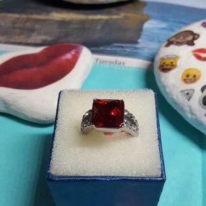 Simulated Red Diamond Ring